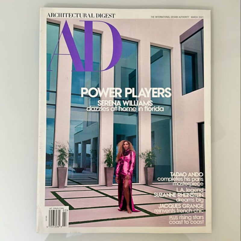 Architectural Digest Magazine. March 2021 Issue. Power Players Serena Williams.