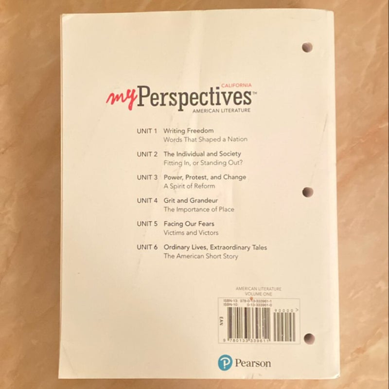 My Perspectives American Literature Grade 11 Volume 1