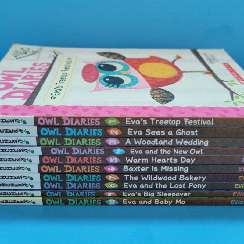 OWL DIARIES BOOKS LOT # 1-10 COMPLETE SET BY REBECCA ELLIOT BRANCHES SCHOLASTIC