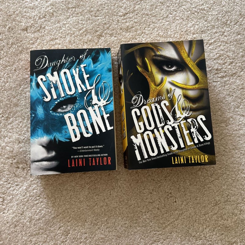 2 books “Dreams of Gods and Monsters”, “Daughter of Smoke & Bone”