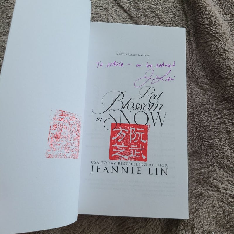 Red Blossom in Snow signed by author 