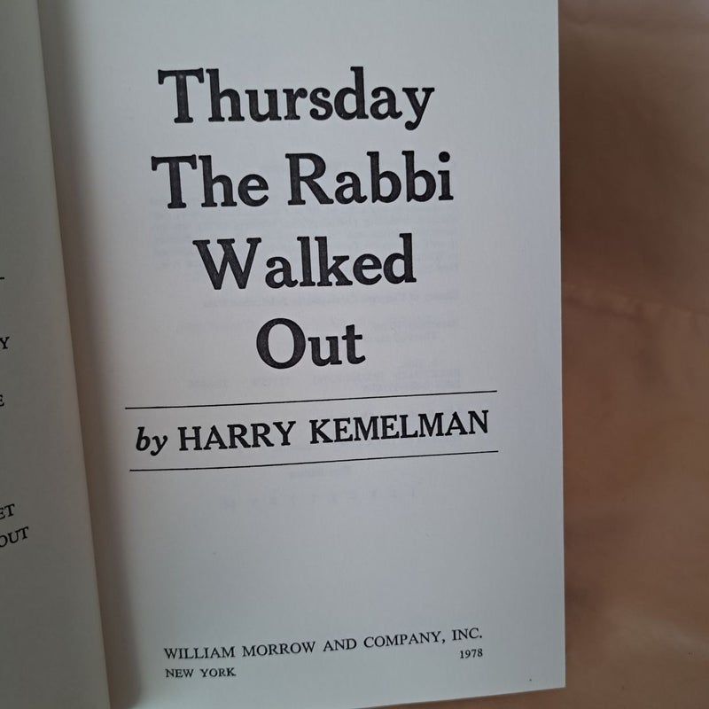 Thursday the Rabbi Walked Out FIRST EDITION