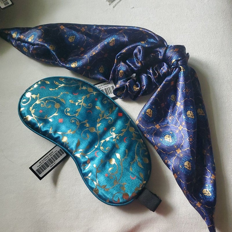 We Hunt the Flame scrunchie and Spice Road sleeping mask from Fairyloot