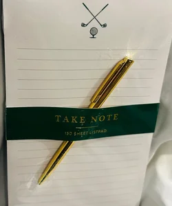 Brand New! Take Note 150 Sheet List Pad w/ Golden Pen Gift Set