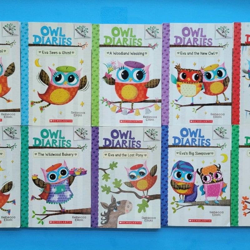 OWL DIARIES BOOKS LOT # 1-10 COMPLETE SET BY REBECCA ELLIOT BRANCHES SCHOLASTIC