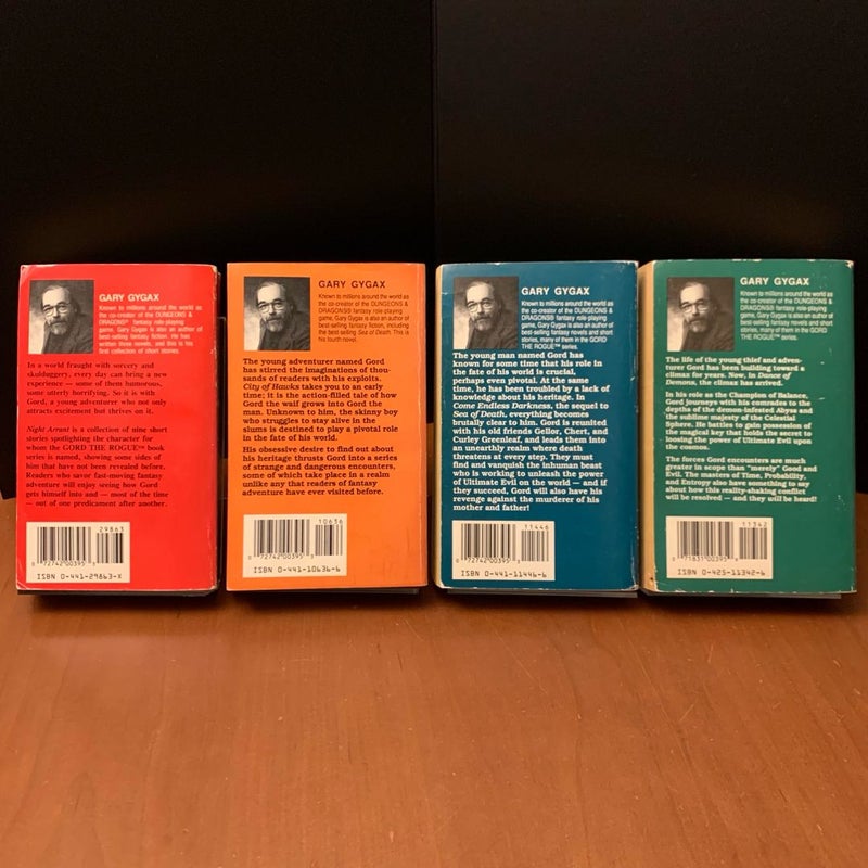 Vintage 1987 First Edition Gord the Rogue Greyhawk Set: Night Arrant, City of Hawks, Come Endless Dark, Dance of Demons