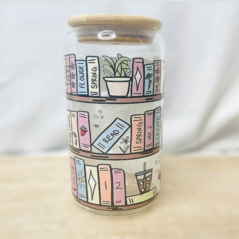 Bookshelf glass can tumbler 