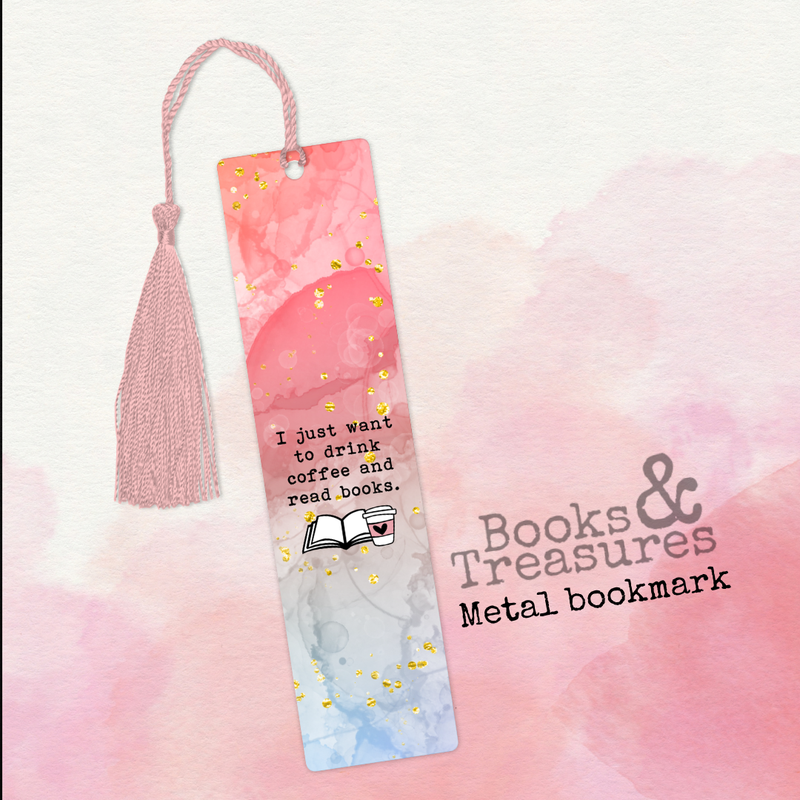  Coffee & Books Metal bookmark Handmade