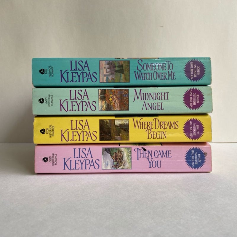 Then Came You; Where Dreams Begin; Midnight Angel; Someone to Watch Over Me; Lisa Kleypas Lot/Bundle of 4 Discrete Covers