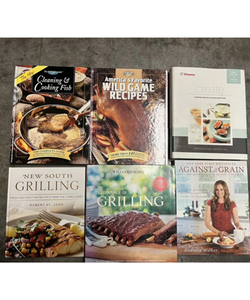 Lot of 6 excellent cook books: smoothies, Paleo, wild game,Grilling, Fish, 