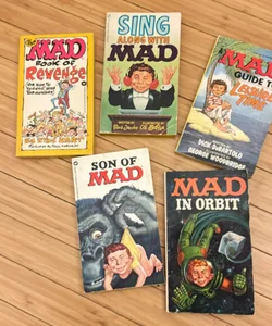 5 MAD MAGAZINE BOOKS: The Mad Book of Revenge, Sing Along with Mad, Mad Guide to Leisure Time, Son of Mad, Mad in Orbit