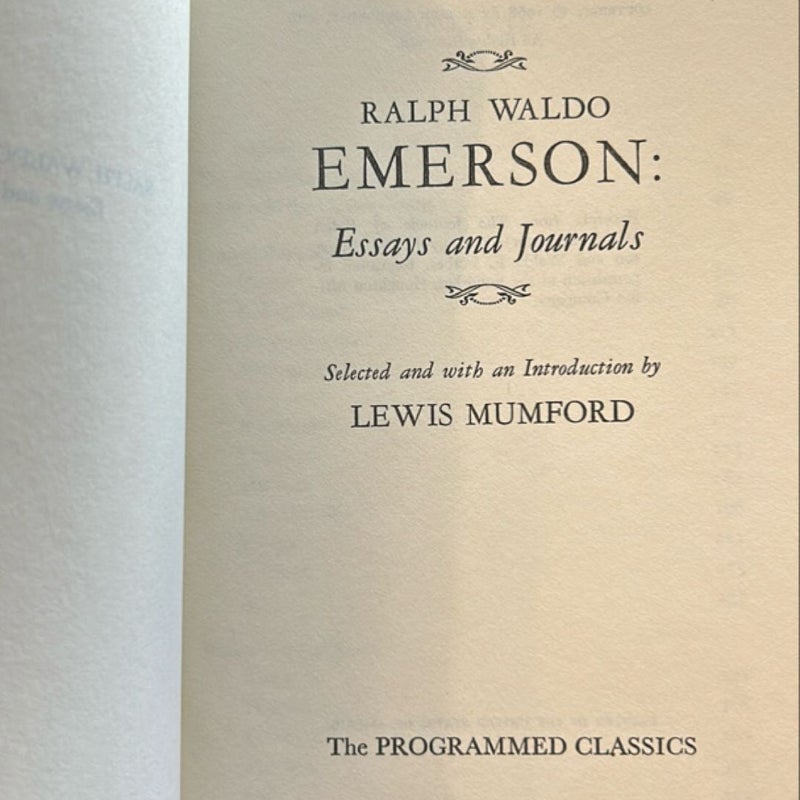 Essays and Journals (The Programmed Classics) 1968