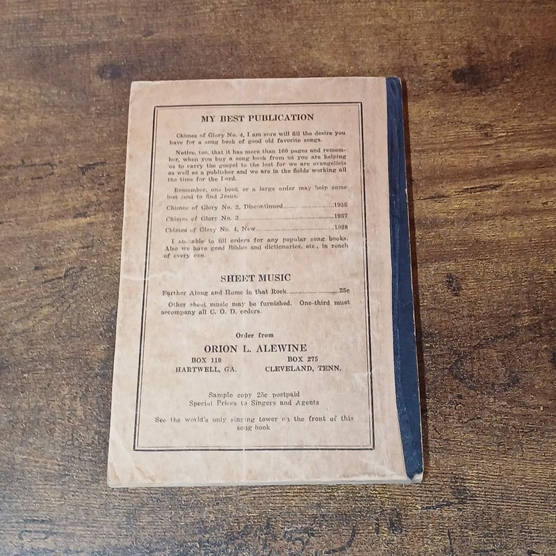 Antique Church Hymn book, CHIMES OF GLORY 1938