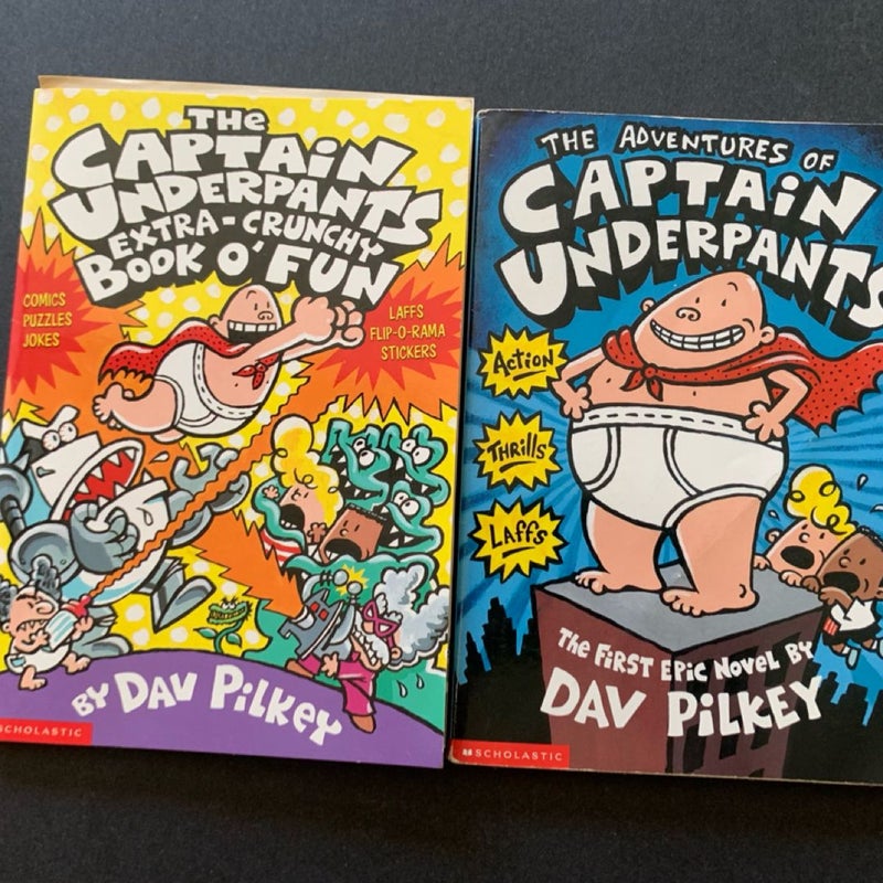 The Adventurea of Captain Underpants 2 book lot paperback 