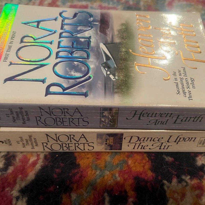 Lot of 2 Nora Roberts  Romance PBs GOOD Heaven And Earth, Dance Upon The Air