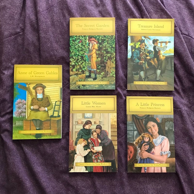 Junior Classics for Young Readers 5-Book Collection (Anne of Green Gables, The Secret Garden, Treasure Island, Little Women, & A Little Princess)