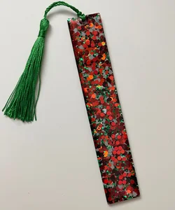 Resin Bookmark with Red and Green Glitter