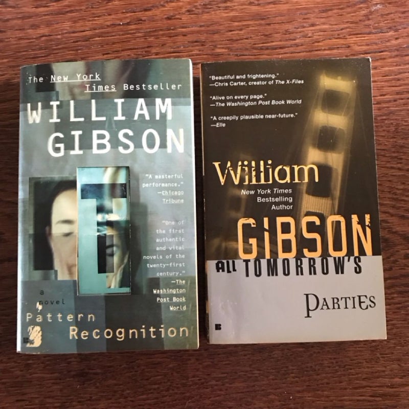 William Gibson Pattern Recognition + All Tomorrows Paries, VTG paperback, Sci-Fi, Lot of 2