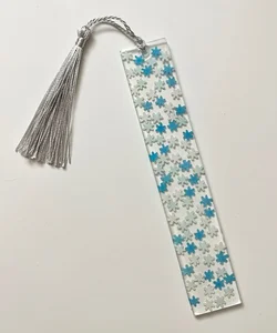 Resin Bookmark with Blue and White Snowflakes