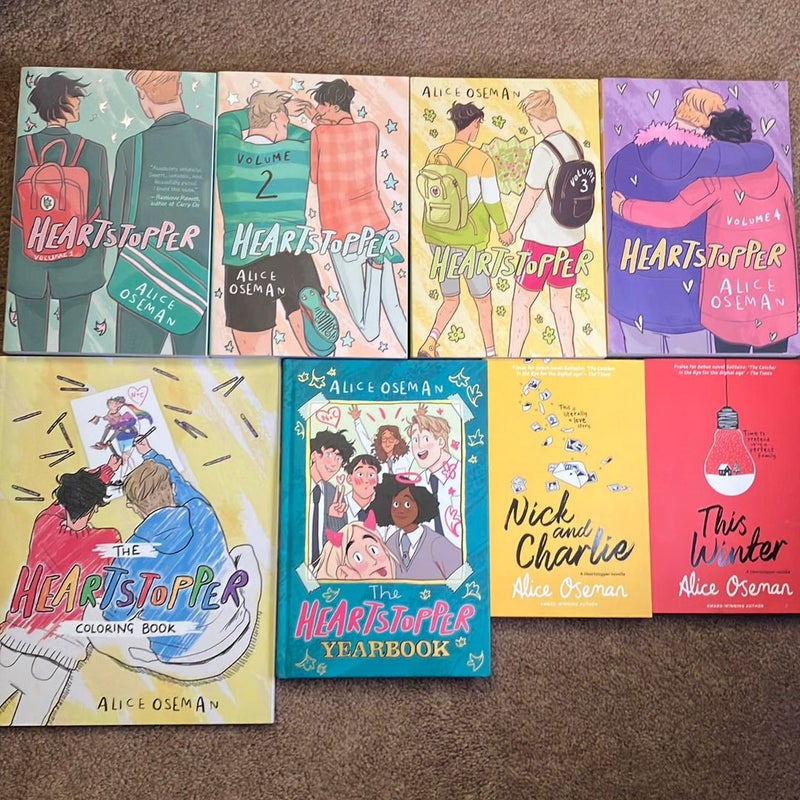 Heartstopper 1-4 + Yearbook + Coloring Book + Nick and Charlie Novel + This  Winter Novel by Alice Oseman, Paperback