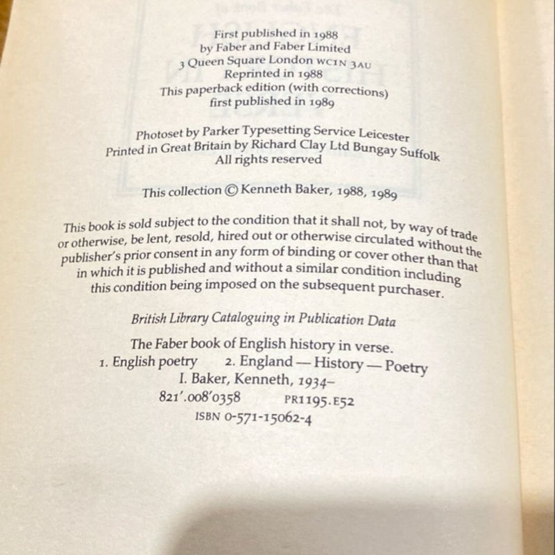 The Faber Book of English History in Verse