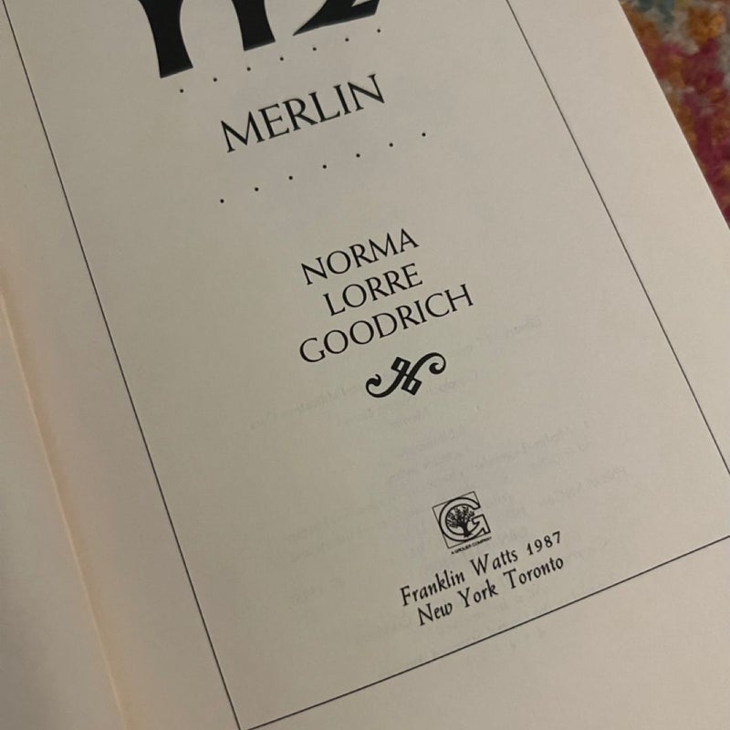 Merlin  by Goodrich, Norma Lorre (1987, 1st Ed HC/DJ) Franklin  Watts LIKE NEW