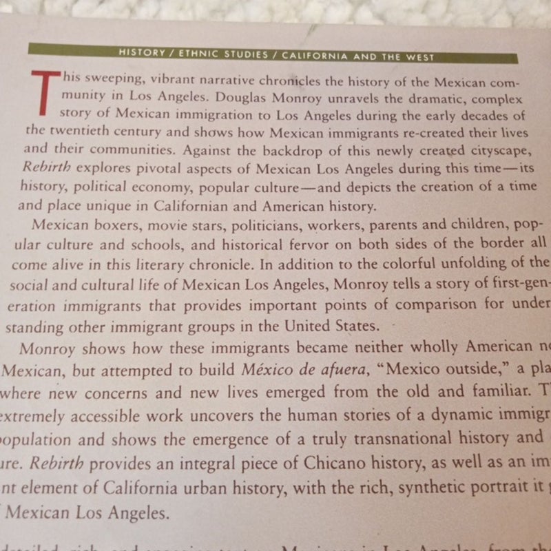 Rebirth..Mexican Los Angeles From the Great Migration to the Great Depression 