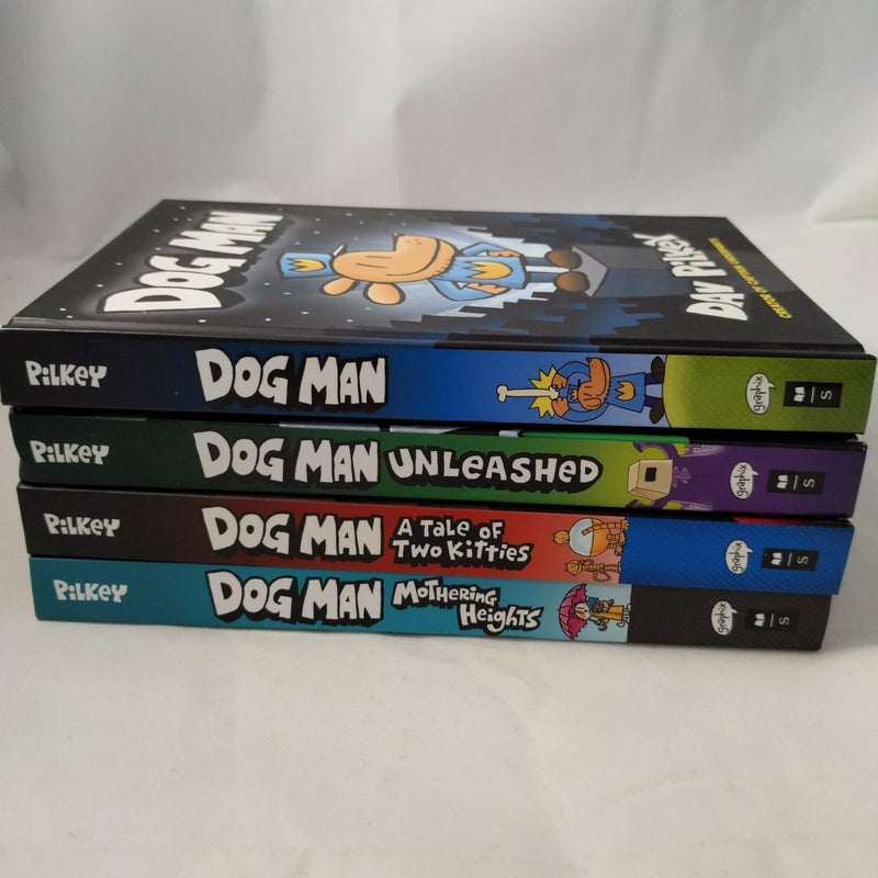 Dog Man Lot of 4: #1, 2, 3, & 10, Cat Kid Sampler & Cards