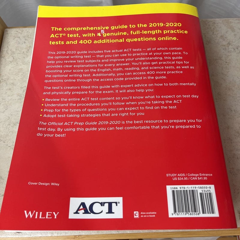 The Official ACT Prep Guide 2019-2020, (Book + 5 Practice Tests + Bonus Online Content)