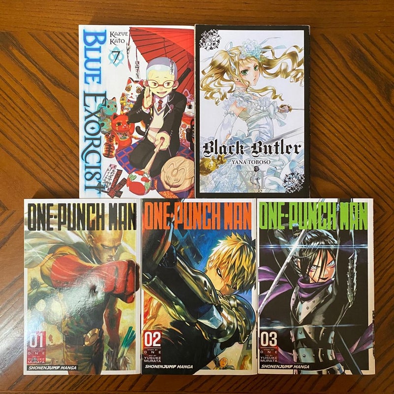 My Hero Academia, One-Punch Man, Naruto, The Seven Deadly Sins, Blue Exorcist, & Black Butler