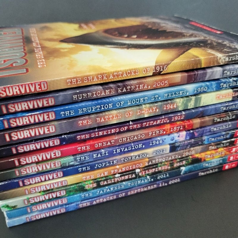 I SURVIVED LOT OF 12 SCHOLASTIC PAPERBACK BOOKS BY LAUREN TARSHIS NO DUPLICATES