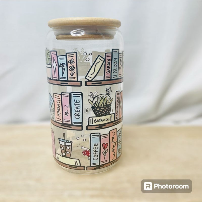 Bookshelf glass can tumbler 