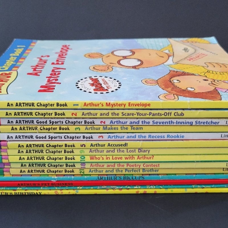 LOT OF 14 ARTHUR CHAPTER BOOKS MARC BROWN PBS TV SHOW W/ STICKERS VINTAGE 1990s
