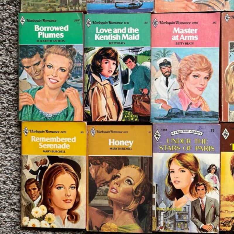 20 vintage harlequin books from the 1950’s - 1980’s