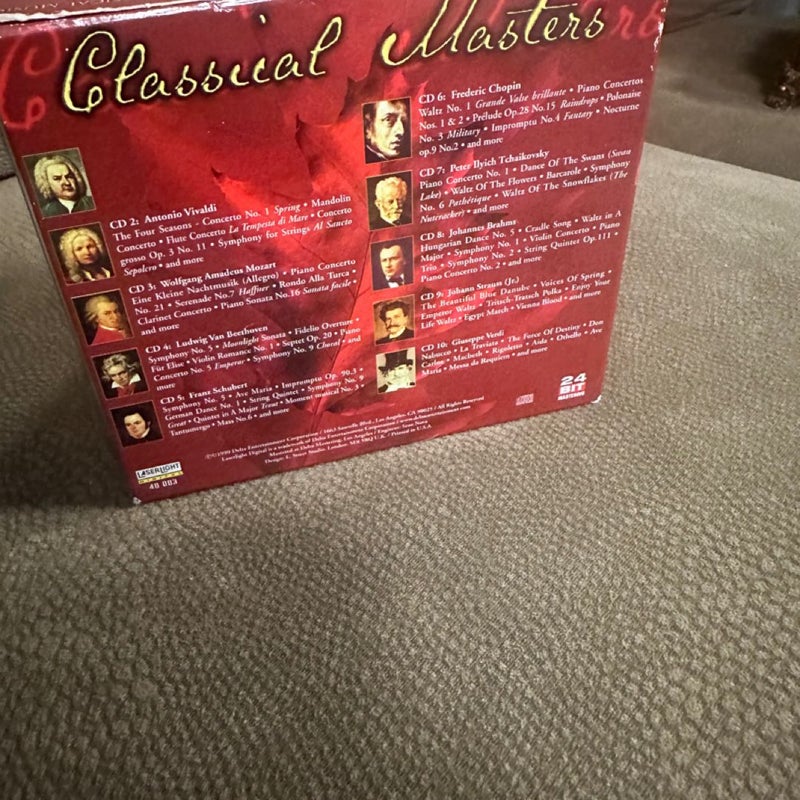 Classical Masters 10 CDs, 1999, 11+ Hours Bach Chopin Mozart Beethoven Schubert