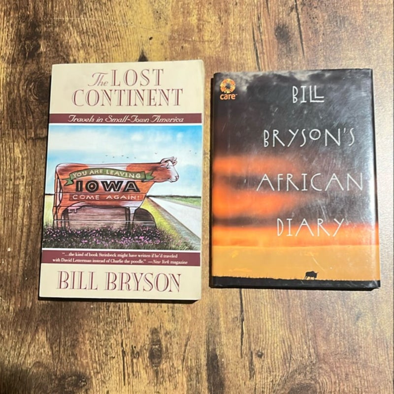 Lot of 2 Bill Bryson Books: The Lost Continent/African Diary