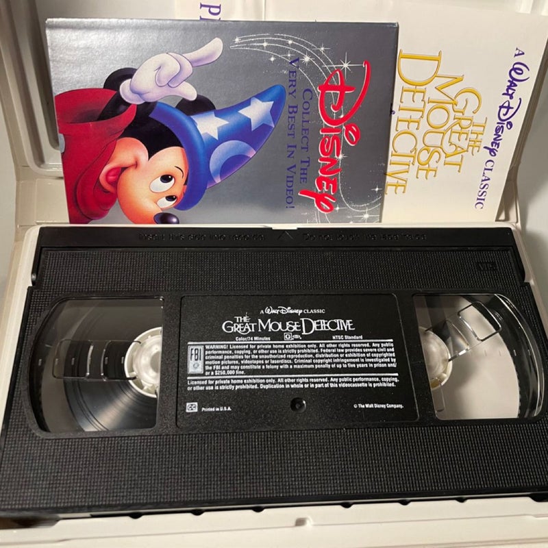 The Great Mouse Detective Black Diamond Disney Clamshell w Inserts - VHS 1992
