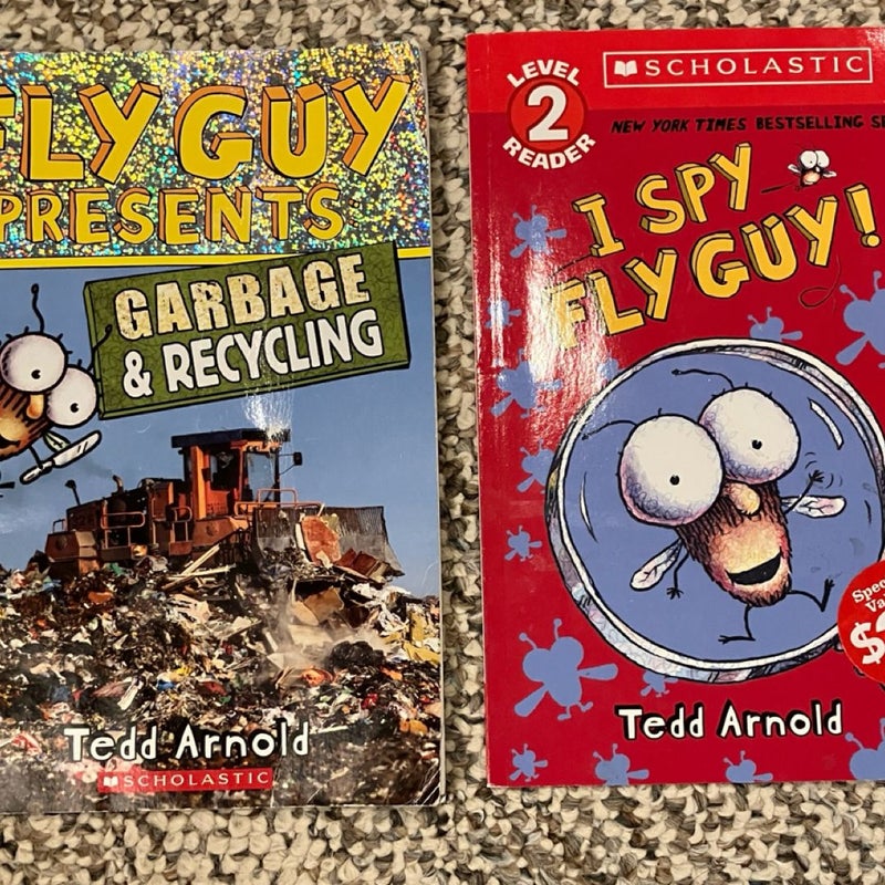 BUNDLE! 2 Books: I Spy Fly Guy -AND - Fly Guy Presents Garbage & Recycling