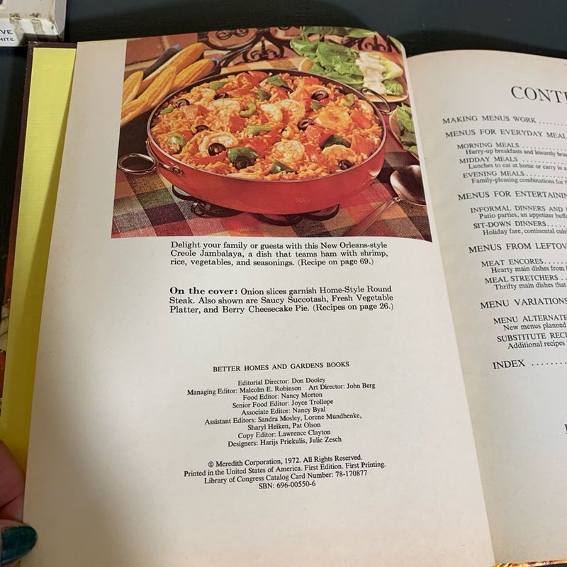 Better Homes & Gardens Menu Cookbook - 1972