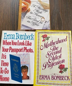 3 Erma Bombeck Books - Motherhood, Passport & Marriage Made in Heaven