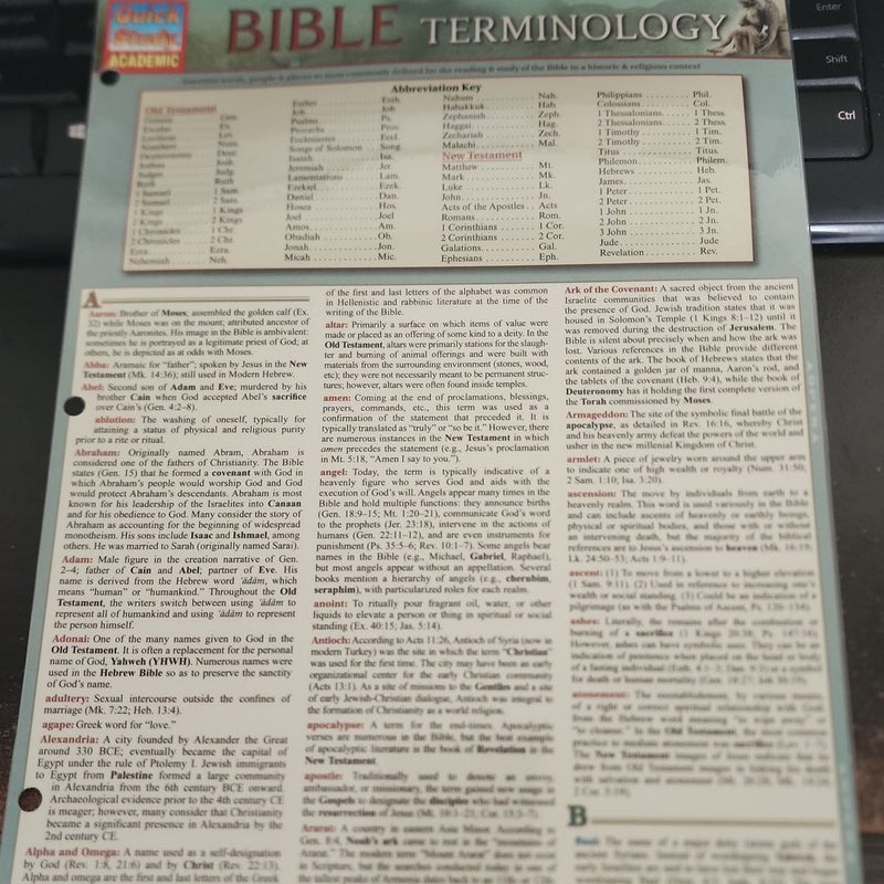 Bible terminology quick study a to z