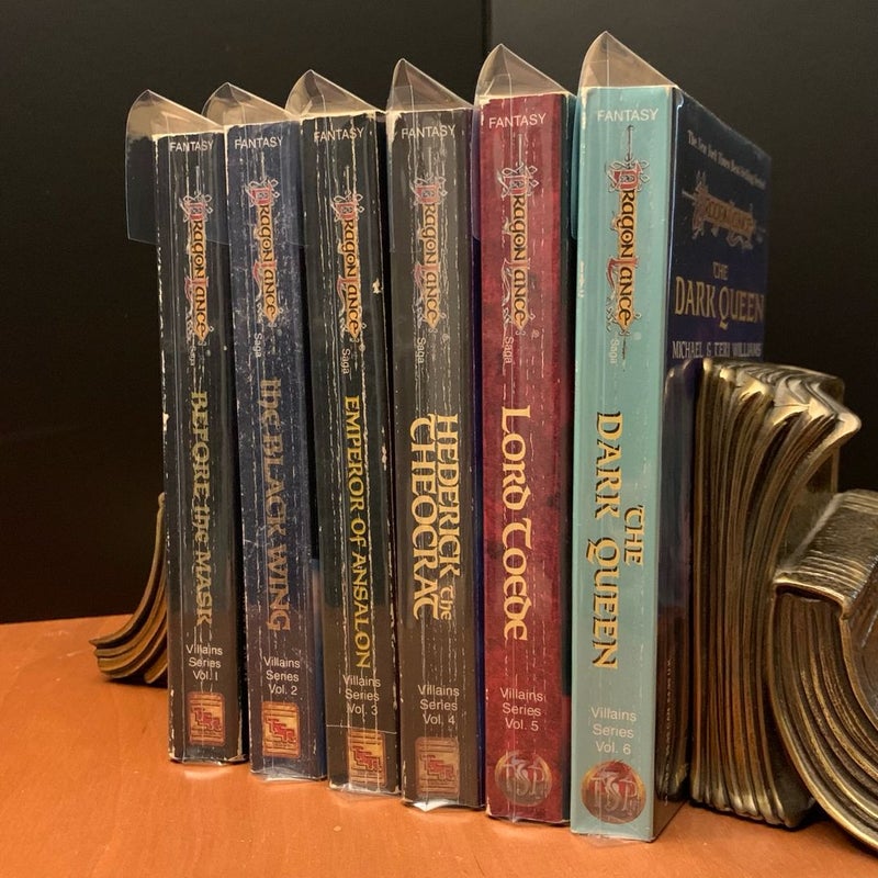 Vintage 1993 First Edition DragonLance: Complete Villains Series 1-6 Set: Before the Mask, The Black Wing, Emperor of Ansalon, Hederick the Theocrat, Lord Toede, The Dark Queen