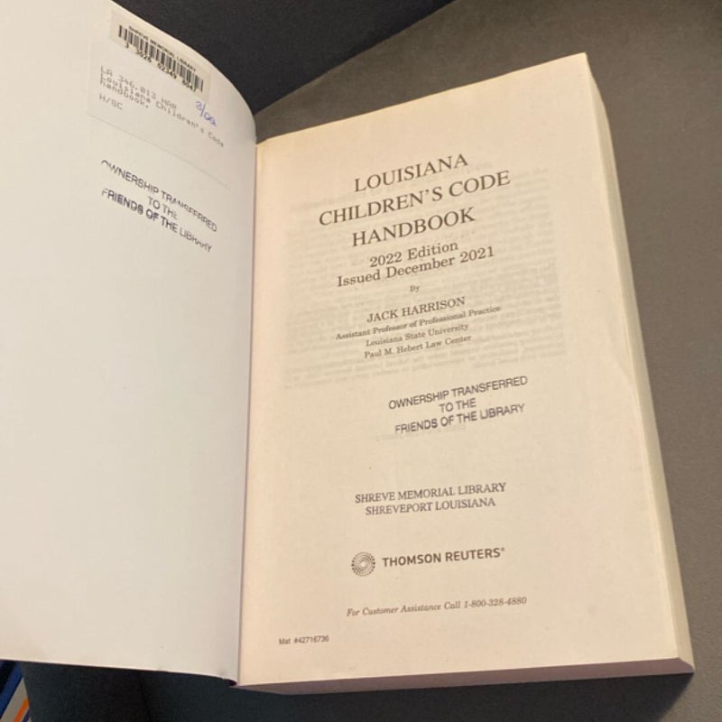 Louisiana Children’s Code Handbook 2022