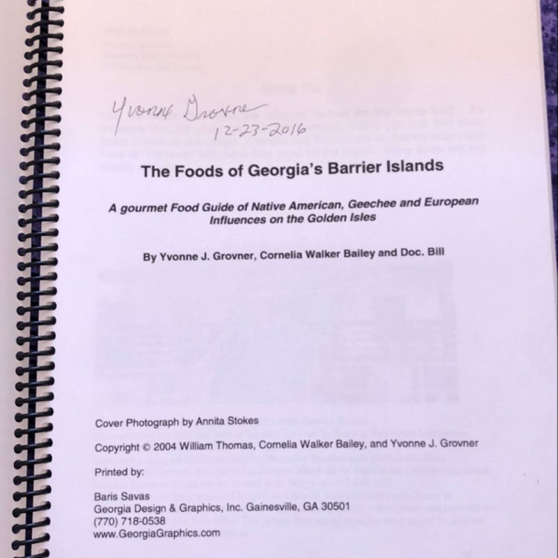 (Signed) The Foods of Georgia’s Barrier Islands: A Gourmet Food Guide of Native American, Geechee and European Influences on the Golden Isles 