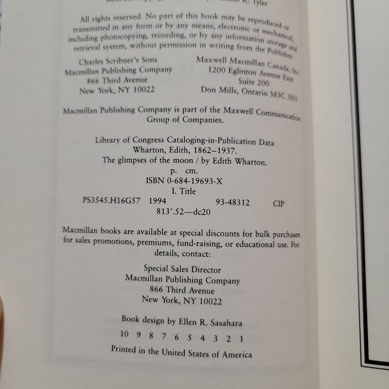 The Glimpses of the Moon (First Edition)