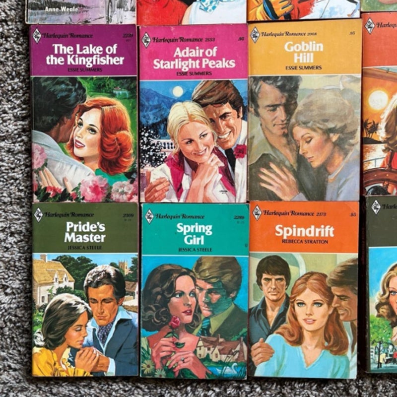 21 vintage harlequin romance books from the 1960’s- 1989’s