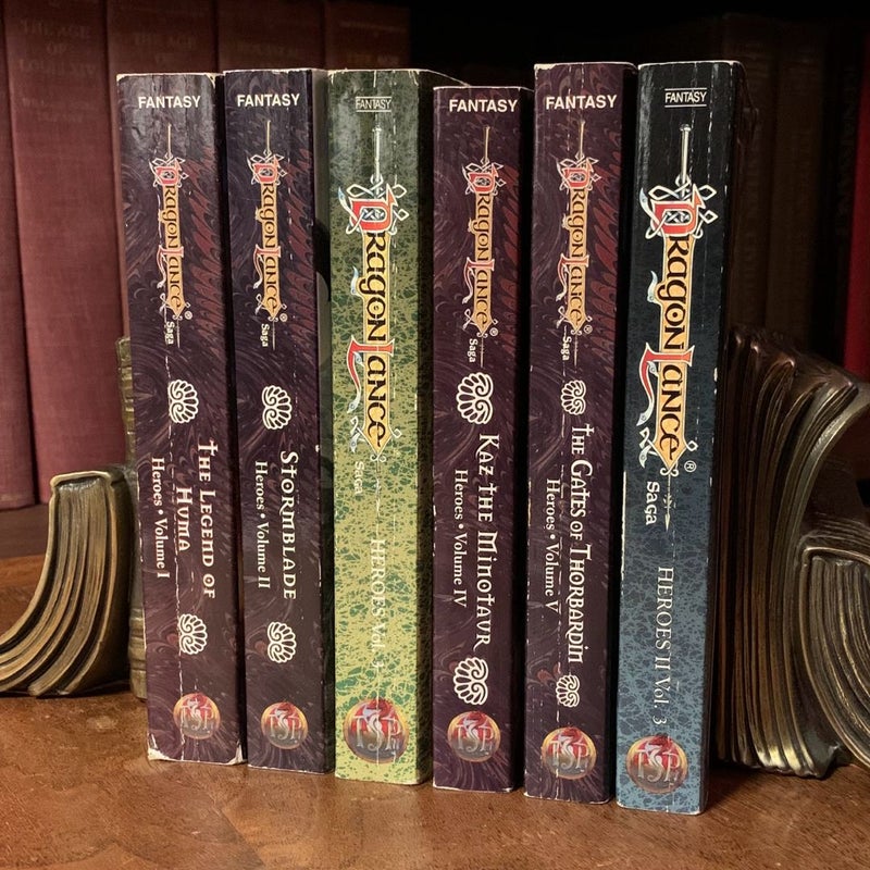 DragonLance: Complete Heroes I & II series 1-6: The Legend of Huma, StormBlade, Weasel’s Luck, Kaz the Minotaur, The Gates of Thorbardin, Galen Beknighted