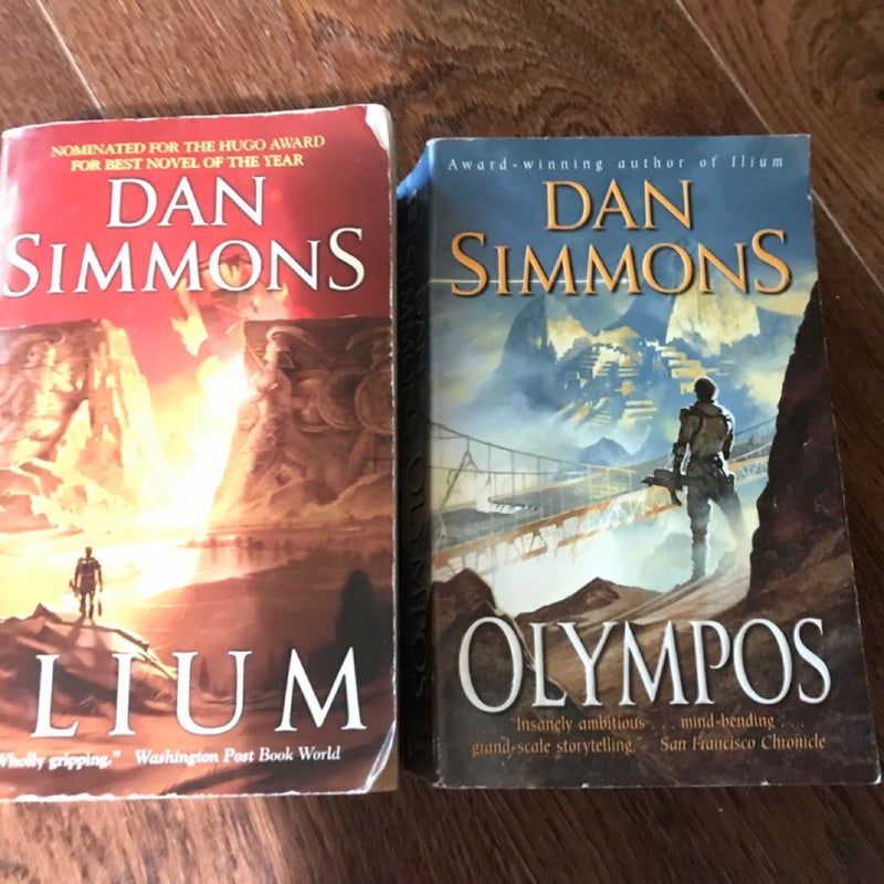 Lot Of (2) Dan Simmons ILIUM & OLYMPOS Duology, Vintage Science Fiction Epic Fantasy 