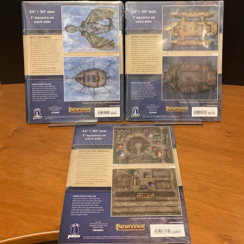 Pathfinder Flip-Mat Lot: Airship, Warship, Carnival, NEW in wrap