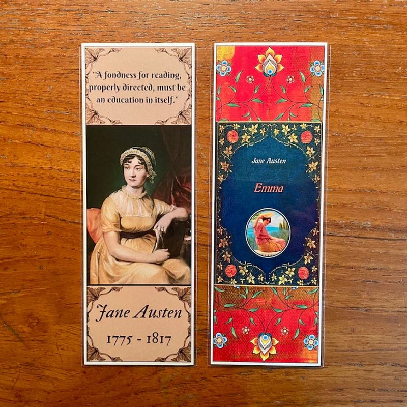 JANE AUSTEN Handmade Bookmarks Victorian Regency Classics Emma Persuasion Pride & Prejudice
